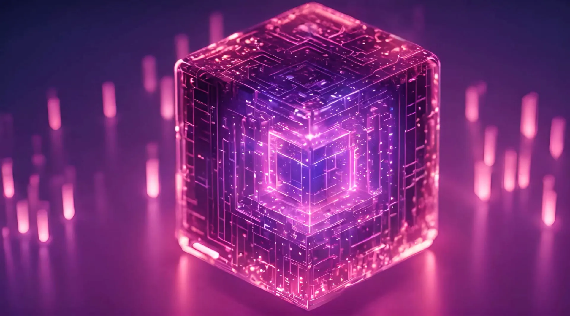 Neon Sci-Fi Cube Dynamic Stock Video Backdrop